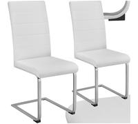 TecTake® Set di 2 Sedie Sala da Pranzo, Schienale Ergonomico, Poltroncine in Similpelle Resistente, Sedie Sala da Pranzo Moderne Ideali per Cucina, Soggiorno e Camera da Letto - Bianco