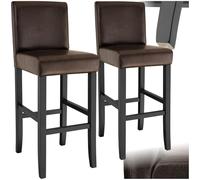 TecTake® Set di 2 sgabelli da Bar con Gambe in Legno Massiccio, Seduta Confortevole, Altezza Regolabile 107 cm, Sedia da Pranzo Design Ergonomico, Ideale per Sala da Pranzo e Cucina - Marrone