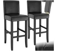TecTake® Set di 2 sgabelli da Bar con Gambe in Legno Massiccio, Seduta Confortevole, Altezza Regolabile 107 cm, Sedia da Pranzo Design Ergonomico, Ideale per Sala da Pranzo e Cucina - Nero
