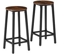 TecTake® Set di 2 Sgabelli da Bar, Sgabelli Cucina con Estetica Industriale, Sgabello Supporti in Acciaio Verniciato, Pannello MDF, Piedi Regolabili - 32 x 66 cm - Legno industriale scuro