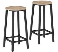 TecTake® Set di 2 Sgabelli da Bar, Sgabelli Cucina con Estetica Industriale, Sgabello Supporti in Acciaio Verniciato, Pannello MDF, Piedi Regolabili - 32 x 66 cm - Legno industriale chiaro