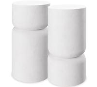 TecTake® Set di 2 Tavoli Rotondi da Giardino Design Elegante, Tavoli per Esterno e Interno, Tavoli da Giardino Resistenti agli Agenti Atmosferici, Tavolini da Salotto 28 x 54,5 cm - Bianco