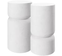 TecTake® Set di 2 Tavoli Rotondi da Giardino Design Elegante, Tavoli per Esterno e Interno, Tavoli da Giardino Resistenti agli Agenti Atmosferici, Tavolini da Salotto 28 x 54,5 cm - Bianco