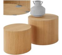 TecTake® Set di 2 tavolini da salotto rotondi e cilindrici in effetto rovere, con pannelli in MDF impiallacciato, design moderno elegante, comodino piccolo, tavolino da salotto, tavolo supporto fiori