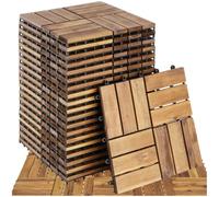 tectake® Set di 20 Piastrelle in Legno di Acacia per Esterno, 12 Doghe Ciascuna, Design a Mosaico, Sistema a Clic, Pavimento per Terrazza e Giardino, Piastrelle per Giardino