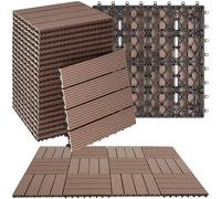 tectake® Set di 22 Piastrelle per Terrazza, Balcone, Giardino in WPC, Piastrelle da Giardino con Sistema a Clic, Superficie Antiscivolo, Resistente alle Intemperie, Effetto Legno - Marrone