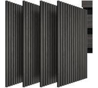 tectake® Set di 4 Pannelli Acustici Effetto Legno, Pannelli Fonoassorbenti Decorativi per Pareti, Set x4 Pannello Fonoassorbente Soffitto, 4 pz Pannello Murale, Design Moderno - Quercia Nera