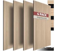 tectake® Set di 4 Pannelli Acustici Effetto Legno, Pannelli Fonoassorbenti Decorativi per Pareti, Set x4 Pannello Fonoassorbente Soffitto, 4 pz Pannello Murale, Design Moderno - Rovere Chiaro