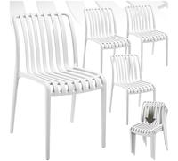 tectake®, Set da 4 sedie da giardino impilabili, sedia giardino esterno in plastica, sedie da esterno, terrazzo, sedie polipropilene, poltrone moderne, cucina, mobili esterno, senza braccioli - Bianco
