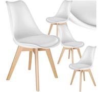 TecTake® Set di 4 Sedie da Pranzo, Design Moderno, Sedie Ergonomiche per Cucina e Soggiorno, Imbottitura Confortevole, Struttura Stabile e Resistente - Bianco