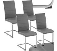 TecTake® Set di 4 Sedie Sala da Pranzo, Schienale Ergonomico, Poltroncine in Similpelle Resistente, Sedie Sala da Pranzo Moderne Ideali per Cucina, Soggiorno e Camera da Letto - Grigio