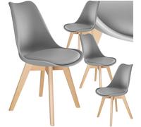 TecTake® Set di 4 Sedie Tavolo da Pranzo, Sedie per Soggiorno e Cucina, Design Elegante e Contemporaneo, Seduta Imbottita, Resistenti e Facili da Pulire - Grigio
