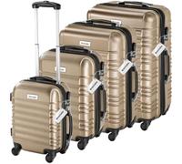 TecTake® Set di 4 Valigie Rigide Mila, Trolley Inseribili con Rotelle Girevoli a 360°, Maniglia Telescopica Regolabile, Spazio Interno Espandibile, Robusta, Bilancia, Etichette - Champagne