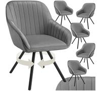 TecTake® Set di 6 Poltrone Girevoli con Braccioli, Poltrone Velluto, Sedie Imbottite Design Moderno, Ideali per Sala da Pranzo, Cucina, Soggiorno, Arredamento Casa
