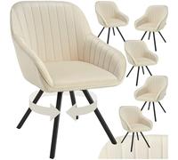 TecTake® Set di 6 Poltrone Girevoli con Braccioli, Poltrone Velluto, Sedie Imbottite Design Moderno, Ideali per Sala da Pranzo, Cucina, Soggiorno, Arredamento Casa - Crema