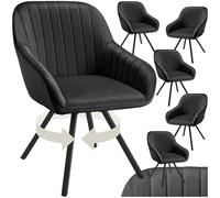 TecTake® Set di 6 Poltrone Girevoli con Braccioli, Poltrone Velluto, Sedie Imbottite Design Moderno, Ideali per Sala da Pranzo, Cucina, Soggiorno, Arredamento Casa - Nero
