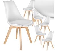 TecTake® Set di 6 Sedie da Pranzo, Stile Moderno, Sedie Ergonomiche per Sala da Pranzo e Cucina, Imbottitura Morbida, Struttura Robusta e Facili da Pulire - Bianco