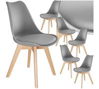 TecTake® Set di 6 Sedie da Sala da Pranzo, Sedie Eleganti e Stabili, Perfette per Cucina e Soggiorno, Forma Ergonomica, Materiali Resistenti e Facili da Pulire - Grigio