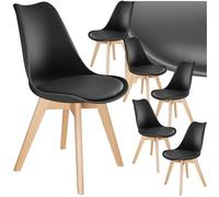 TecTake® Set di 6 Sedie da Tavolo, Design Contemporaneo, Sedie da Cucina con Struttura Solida, Seduta Confortevole, Resistenti e Ideali per Ogni Ambiente - Nero