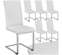 TecTake® Set di 6 Sedie Sala da Pranzo, Schienale Ergonomico, Poltroncine in Similpelle Resistente, Sedie Sala da Pranzo Moderne Ideali per Cucina, Soggiorno e Camera da Letto - Bianco