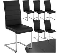 TecTake® Set di 6 Sedie Sala da Pranzo, Schienale Ergonomico, Poltroncine in Similpelle Resistente, Sedie Sala da Pranzo Moderne Ideali per Cucina, Soggiorno e Camera da Letto - Nero