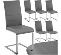 TecTake® Set di 6 Sedie Sala da Pranzo, Schienale Ergonomico, Poltroncine in Similpelle Resistente, Sedie Sala da Pranzo Moderne Ideali per Cucina, Soggiorno e Camera da Letto - Grigio