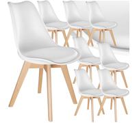 TecTake® Set di 8 Sedie da Cucina, Sedie da Pranzo dal Design Moderno, Seduta Ergonomica con Imbottitura, Robuste, Stabili e Perfette per Ogni Stile - Bianco