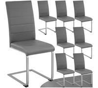 TecTake® Set di 8 Sedie Sala da Pranzo, Schienale Ergonomico, Poltroncine in Similpelle Resistente, Sedie Sala da Pranzo Moderne Ideali per Cucina, Soggiorno e Camera da Letto - Grigio