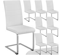 TecTake® Set di 8 Sedie Sala da Pranzo, Schienale Ergonomico, Poltroncine in Similpelle Resistente, Sedie Sala da Pranzo Moderne Ideali per Cucina, Soggiorno e Camera da Letto - Bianco