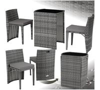 TecTake® Set in Rattan Bistrot Amburgo, Comodi Cuscini Idrorepellenti, Telaio Robusto in Alluminio, Set Bistrot Ideale per Esterni, Design Elegante, Pronto all'Uso - grigio