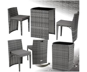tectake® Set in Rattan Bistrot Amburgo, Comodi Cuscini Idrorepellenti, Telaio Robusto in Alluminio, Set Bistrot Ideale per Esterni, Design Elegante, Pronto all'Uso - grigio