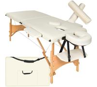 TecTake® Set Lettino da massaggio con Rulli, Lettino Massaggio Portatile Regolabile, Lettino Pieghevole con Comoda Imbottitura, Borsa per Trasporto Inclusa - Beige
