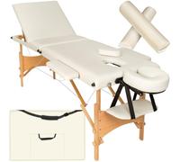 TecTake® Set Lettino da Massaggio Daniel con Rulli, Pieghevole, Regolabile, Portatile, Lettino con Imbottitura Confortevole, Struttura Robusta, Accessori Inclusi, Capacità 250kg - Beige