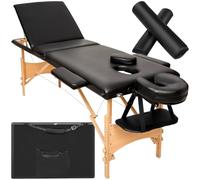 TecTake® Set Lettino da Massaggio Daniel con Rulli, Pieghevole, Regolabile, Portatile, Lettino con Imbottitura Confortevole, Struttura Robusta, Accessori Inclusi, Capacità 250kg - Nero