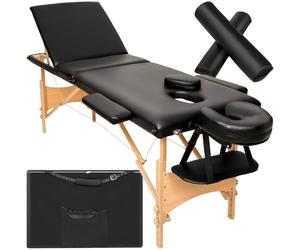 tectake® Set Lettino da Massaggio Daniel con Rulli, Pieghevole, Regolabile, Portatile, Lettino con Imbottitura Confortevole, Struttura Robusta, Accessori Inclusi, Capacità 250kg - Nero