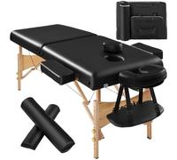 TecTake® Set Lettino Massaggio a 2 Zone con Rulli, Lettino Massaggio Portatile con Imbottitura 7,5 cm, Lettino Pieghevole con Braccioli, Poggiatesta Ergonomico, Poggiabraccio, Borsa Inclusa - Nero