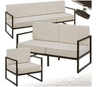 TecTake® Set Lounge da Giardino Comosa, 6 Posti, Imbottitura XXL, Cuscini Spessi, Struttura in Acciaio Verniciato, Rivestimenti Idrorepellenti, Piedini Regolabili
