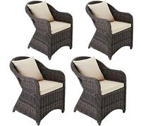 tectake® Set Sedie Deluxe in Polyrattan, 4 Poltrone da Giardino con Telaio in Alluminio, Comodi Cuscini per Seduta e Schienale, Resistente alle Intemperie, Design Elegante - Grigio