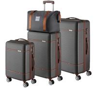 TecTake® Set Valigie Da Viaggio, 13 Pezzi, Valigie Impilabili in ABS, Finiture in Similpelle, Rotelle Girevoli a 360°, Lucchetto TSA, Manico Telescopico Regolabile, Interno Separabile - Antracite