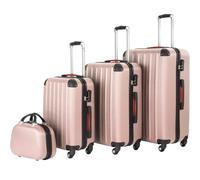 TecTake® Set Valigie Pucci, Set di Valigie con Rotelle Girevoli a 360°, Beauty Case Incluso, Trolley da Viaggio, Serratura di Sicurezza, Adatto per Tutti i Tipi di Viaggi - Rosa Dorato