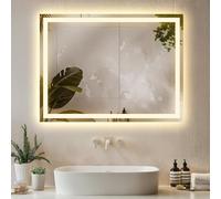 TecTake® Specchio bagno a LED Clara, specchio da parete retroilluminato, specchiera bagno con luce, antiappannamento, design moderno, led bagno, smart led mirror - Rettangolare - 60 x 80 cm