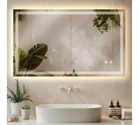 TecTake® Specchio bagno a LED Clara, specchio da parete retroilluminato, specchiera bagno con luce, antiappannamento, design moderno, led bagno, smart led mirror - Rettangolare - 60 x 100 cm