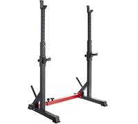 tectake® Squat Rack, Regolabile in Altezza e Larghezza, Supporti Bilanciere Superiori e Laterali con Gomma, In Acciaio, Supporti per Dischi, Cappucci Antigraffio, Home Gym, Sollevamento Pesi
