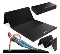tectake® Tappetino da Ginnastica Pieghevole, Tappeto Fitness Portatile con Superficie Lavabile, Cinghia Trasporto, Tappetino Palestra, Sport, Casa, Yoga, Arti Marziali, 240x120x5 cm - Nero