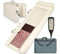 tectake® Tappetino Materassino Pieghevole Shiatsu, Massaggiatore Schiena, Massaggiatore Muscolare 4 Intensità di Massaggio, Timer, Funzione Riscaldante, Telecomando, Massaggio Relax e Sollievo - Crema