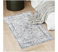 tectake Tappeto di design vintage - Dalia - Tappeto a pelo basso per soggiorno, camera dei bambini, camera da letto o corridoio - Lavabile - Dimensioni Div. - 80 x 150 cm - grigio