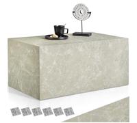 tectake®, tavolino da caffè, tavolino salotto, mobile sala basso, Tavolo divano, comodino, moderno, design minimalista, base con feltrini, tavolo salotto - Legno MDF Effetto Travertino 90 x 50 x 40 cm