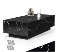 TecTake®, tavolino da caffè, tavolino salotto, mobile sala basso, Tavolo divano, comodino, moderno, design minimalista, base solida con feltrini, Legno MDF Effetto Marmo Nero, 120 x 60 x 35 cm