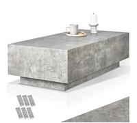 TecTake®, tavolino da caffè, tavolino salotto, mobile sala basso, Tavolo divano, comodino, moderno, design minimalista, base solida con feltrini, Legno MDF Effetto Cemento, 120 x 60 x 35 cm