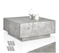 TecTake®, tavolino da caffè, tavolino salotto, mobile sala basso, Tavolo divano, comodino, moderno, design minimalista, base solida con feltrini, Legno MDF Effetto Cemento, 80 x 80 x 35 cm